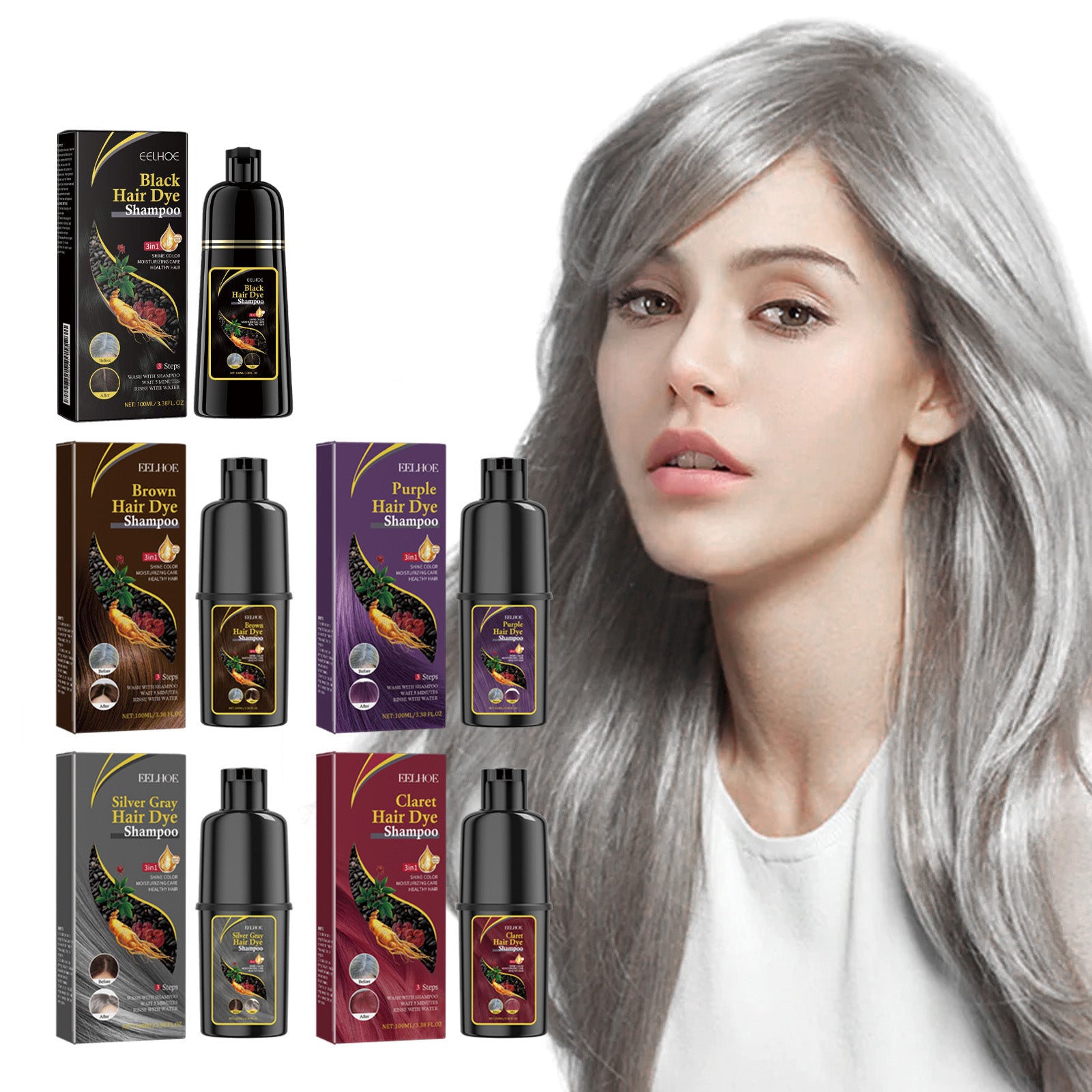 EELHOE Black Hair Dye Shampoo (Purple) Gentle No Stimulation Moisturizing Scalp Easy Color Change Hair Shampoo EELHOE Black Hair Dye Shampoo (Purple) Gentle No Stimulation Moisturizing Scalp Easy Color Change Hair Shampoo